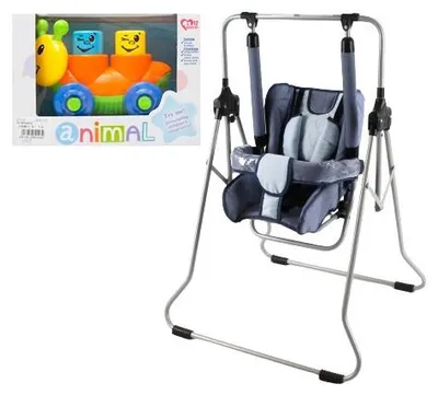 Image de Balançoire pour enfants autoportante 3 en 1 ADBOR N1 – pour l'intérieur et l'extérieur, transformable en transat, couleur bleue
