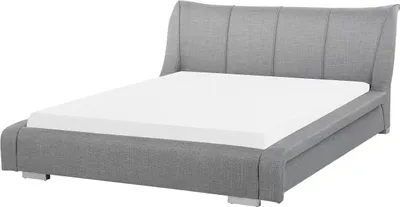 Produktbild von BELIANI Wasserbett Grau 180 x 200 cm Polsterbezug Geschwungene Form Dekorative Ziernähten Wärmedämmung für Dual System mit Wasserbettmatratze Elegant Modern