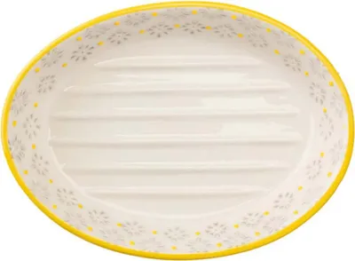 Produktbild von Keramik Seifenschale Traditional - oval gelb 12er Pack