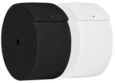 Produktbild von Gummiband – Flaches, elastisches Band – 2 cm breit – Schwarz und Weiß – Zum Nähen von Kleidung und Röcken