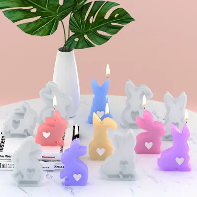 Produktbild von 6 Stück Ostern Kaninchen Silikonformen Gießformen, Hasenform für Ostern, Ostern Hase Backform,