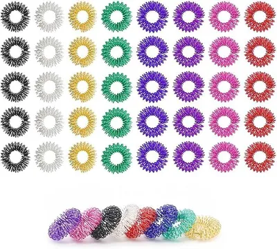 Produktbild von 40 Stück Akupressur Ring Set, Massageringe für Finger Akupressurring, Massage Ring für Stress Reduzierstück und Förderung der Durchblutung, Fingermassage oder Zehenmassage