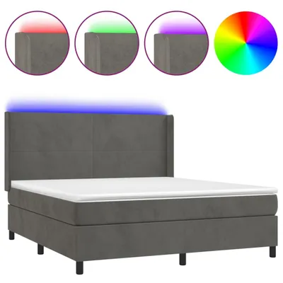 Produktbild von Boxspringbett mit Matratze & LED Dunkelgrau 180x200 cm Samt