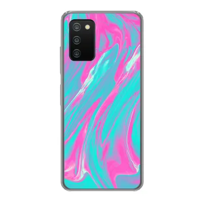 Produktbild von MuchoWow® Handyhülle Schutzhülle Hülle für Samsung Galaxy A03s Kunst - Rosa - Blau - Psychedelisch Silikon Softcase Handy Hülle - Schutz