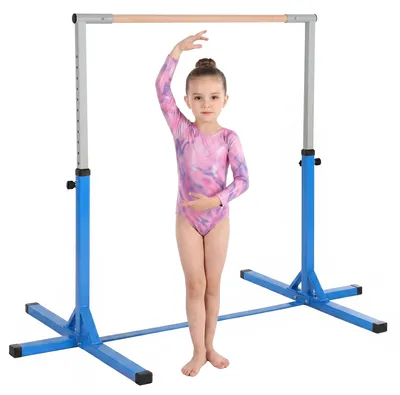 Image de HOMCOM, barre de gymnastique ou de danse classique, réglable en hauteur de 92 à 150 cm, couleur bleue