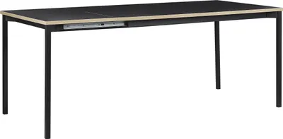 Obrázek produktu pro BELIANI Rozkládací jídelní stůl černý MDF 140/190 x 90 cm 8místný moderní industriální styl jídelna
