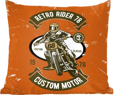 Produktbild von MuchoWow® Zierkissen Sofakissen Wohnzimmer Dekokissen 40x40 cm Motorrad - Mann - Retro - Foto Kissen - Schlafzimmer Dekoration