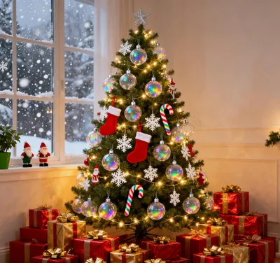Produktbild von Weihnachtskugeln Glas Transparent 8cm, 24 Stück Christbaumkugeln mit Iris-Effekt, Christbaumschmuck Weihnachtsbaumkugeln Transparent Weihnachten Deko
