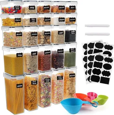 Produktbild von Kühlgefäß mit Deckel, Küchenlagerbehälter 25 Stück, Versiegelte Ungeziefer- und Lekkage-sichere Lagerbehälter, Kühlschrank Lebensmittel-Lagerbehälter - 0,8/1,4/2/2,8L