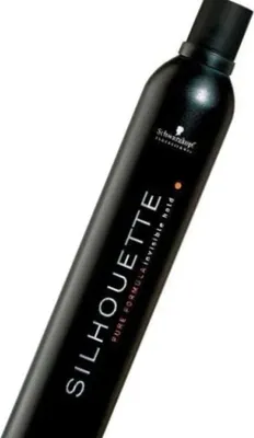 A black aerosol can of hairspray, tilted diagonally against a white background.