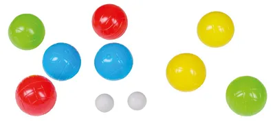 Produktbild von Boccia-Spiel, 10-teilig, 8 Kugeln Ø ca. 8 cm, 2 Zielkugeln, Tragespinne