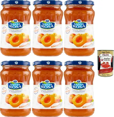 Produktbild von Santa Rosa, Confettura di Albicocche, Aprikosen marmelade, apricot jam, ideal für Desserts und Kuchen 6x 350g + Italian Gourmet polpa 400g
