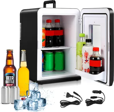 Obrázek produktu pro SWANEW Mini lednice volně stojící kompaktní mini bar kompresní chlazení objem 15 litrů červená domácí bar mini lednice na nápoje lednice