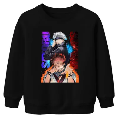 Zdjęcie produktu dla Jujutsu Kaisen Gojo Satoru Sukuna Flame Blindfold Gift Bluza dziecięca Uni , czarny, 116