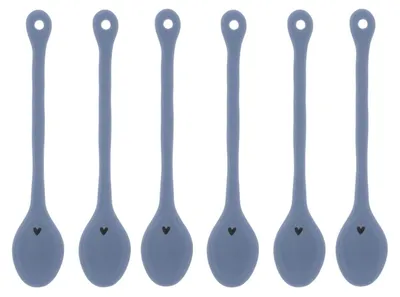 Produktbild von 6er Set Kaffeelöffel Iris Blue matt blau L. 13,5cm mit Herz Bastion Collections