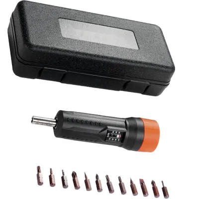 Obrázok produktu pre sada skrutkovacích kľúčov s 1/4-palcovým náhonom, 1,13-7,91 Nm - Presné nastavenie krútiaceho momentu v krokoch po 1 in-lb - Sada skrutkovacích vrtákov s okienkom