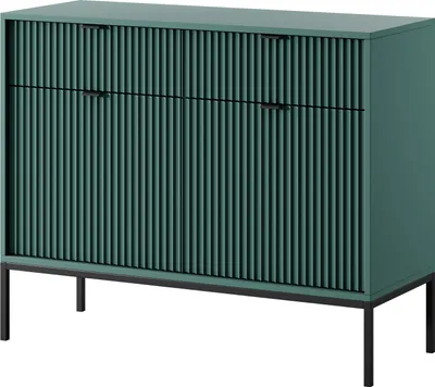 Immagine prodotto di Cassettiera: 2 cassetti, 2 ante, Labrador, nero, 104 x 83 x 39 cm, maniglie nere