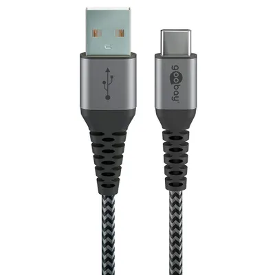 Immagine prodotto di goobay Cavo USB 2.0 A/USB C 0,5 m schwarz, grau, 1 St.