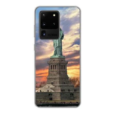 Produktbild von MuchoWow® Handyhülle Schutzhülle Hülle für Samsung Galaxy S20 Ultra Freiheitsstatue in New York bei Sonnenuntergang Silikon Softcase Handy Hülle - Karteninhaber