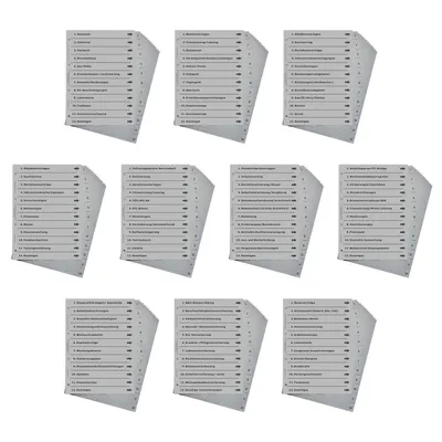 Produktbild von europrotokoll 10er Komplett-Set Ordnerregister für Ordnung in allen wichtigen Bereichen wie z.B. Gesundheit, Finanzen, Eigenheim, Immobilien, Kfz etc.