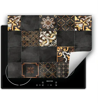 Produktbild von DarHaus Herdabdeckplatte 70x52 cm Anti Rutsch Matte Aufrollbar, grau - Mosaik
