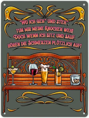 Produktbild von Alkohol ist die beste Medizin Metallschild XL in 21x28 cm mit Spruch