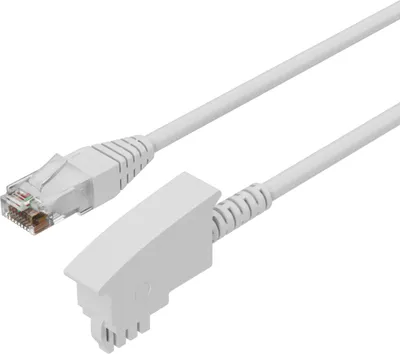 Produktbild von TAE-F Stecker auf RJ45 Stecker, VDSL Routerkabel, weiß, 10,0m