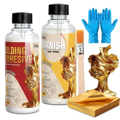 Image de Kit de colle dorée pour feuilles d'or