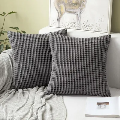 Produktbild von MODFU Kissenbezüge Kissenbezug 2 Stück Kissenhülle Dekokissen Sofakissen Couchkissen, Waschbar Sofakissen Couchkissen Bezug 45x45cm Dunkelgrau