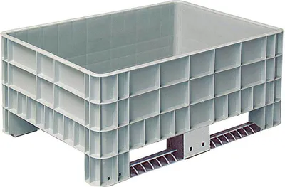 Produktbild von Palettenbox mit Aussenrippen und 2 Kufen, Außenmaße LxBxH 1170 x 800 x 520 mm, grau
