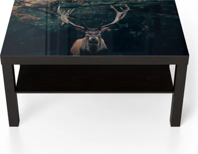 Produktbild von DEQORI Couchtisch 90x55 cm Schwarz 'Elch im Teutoburger Wald' Glas Beistelltisch