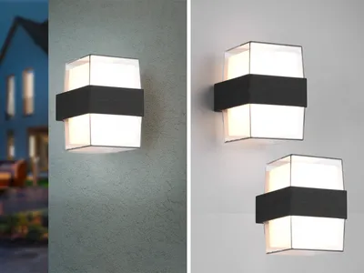 Produktbild von 2x LED Außenwandleuchten eckig UP and DOWN Anthrazit Fassadenbeleuchtung 13x9cm
