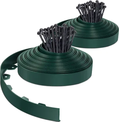 Produktbild von VOUNOT® Flexible Rasenkante Beeteinfassungen Kunststoff, mit 80 Erdanker, Länge 40m Höhe 5cm, Grün