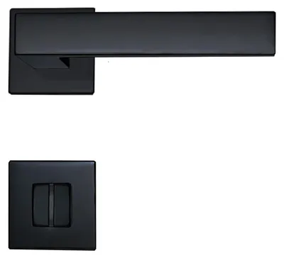 Produktbild von Corner Zincral Türdrücker- Rosettengarnitur schwarz matt (Lochung: WC) Lochung: WC