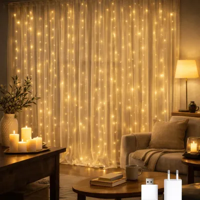 LED-Lichtschnur für außen, 3 x 1 m, warmweiß 2700 K, IP65, USB