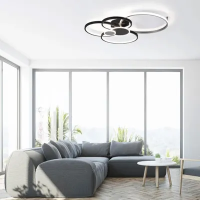Produktbild von Just Light LED Deckenleuchte Papilon Schwarz/Grau 85x67cm 35W 5000lm warmweiß 3000K