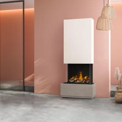 Produktbild von muenkel design Prato [Elektrokamin Opti-myst]: Concrete (Betonoptik) - weiß