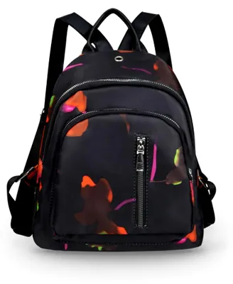 Produktbild von Kleiner Damenrucksack mit 3 Reißverschlusstaschen und verstellbaren Gurten (Schwarz)
