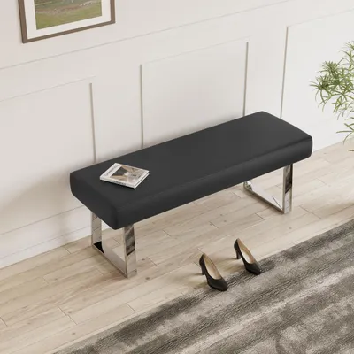 Immagine prodotto di Panca da pranzo in ecopelle nera 140 cm, con capacità di carico fino a 150 kg