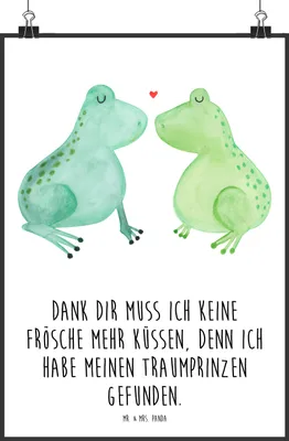 Produktbild von Mr. & Mrs. Panda Bild Frosch Liebe DIN A0 - Weiß - Geschenk, wanddeko, wanddruck, drucke, Verliebt, Frösche, Freundin, Wandbild, Hochzeitstag, Wanddekoration