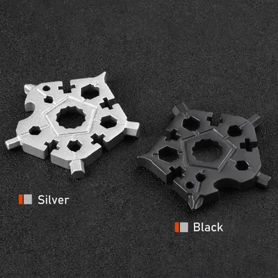 Immagine prodotto di Strumento multifunzione a forma di fiocco di neve, 23 funzioni, chiave a cinque punte, utensile multifunzione, apriscatole, set di cacciaviti, utensile manuale per il fai-da-te, ideale per viaggi all'aperto e campeggio