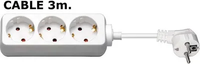 Zdjęcie produktu dla Microconnect GRU0033W, 3 m, Wewnętrzna, Typu F, Typu F, Biały, 3 x gniazdo sieciowe