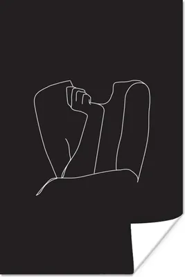 Produktbild von MuchoWow® Poster Frau - Strichzeichnung - Hände 120x180 cm - Kunstposter