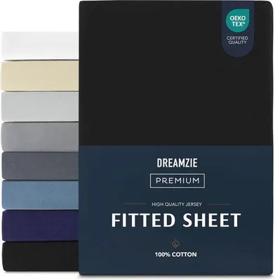 Produktbild von Famanu Spannbettlaken 140x200 cm - 100% Premium Baumwolle Jersey, Hypoallergen, , Schwarz