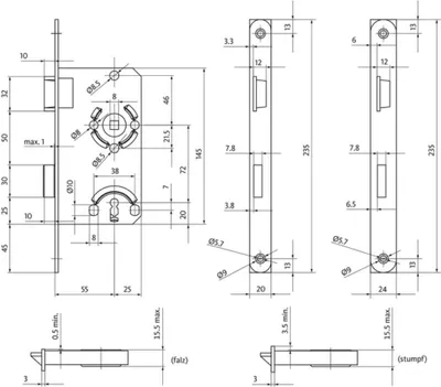 Produktbild von BKS Einsteckschloss 0215 BB (Stulpart: eckig, DIN: DIN rechts, Stulpbreite: 24 mm, Stulpfarbe: Stahl-nickel-silber) Stulpart: eckig DIN: DIN rechts Stulpbreite: 24 mm Stulpfarbe: Stahl-nickel-silber