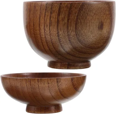 Produktbild von Japanische Misosuppe in einer Holzschale mit Deckel für Küche und Restaurant | Traditionelles japanisches Design, robuste Ausführung für den gewerblichen Einsatz, als Reis- oder Ramenschale geeignet