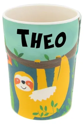 Produktbild von Bunter personalisierter Namens Kinderbecher mit Namen Theo