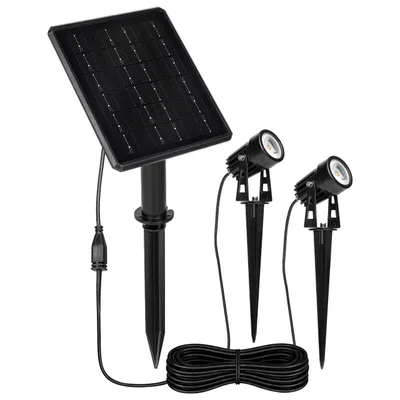 Produktbild von MasterLED Solar-Gartenstrahler 2 x LED 3000K 200lm IP54 Schwarz Erdspieß