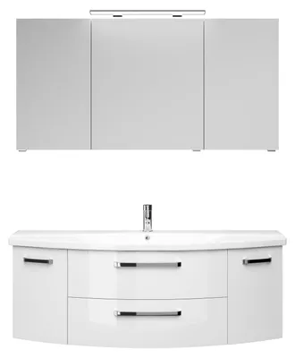 Produktbild von Badmöbelset 3-teilig Pelipal xpressline 4010 BxHxT 144 x 200 x 49,5 cm Frontfarbe weiß hochglanz mit Waschtisch Keramik