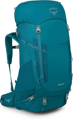 Imagen del producto de Mochila de trekking para niños, 65 litros, color Azul Spikemoss/Azul Peyto